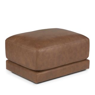 Whitmore 33" Leather Ottoman - Lucia Brown