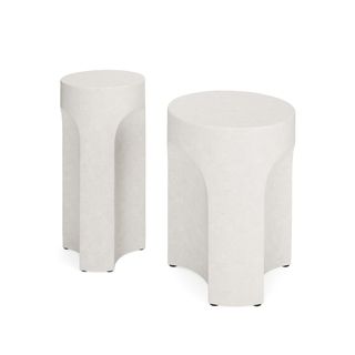 Noah Outdoor Cement Drink & Side Table Set - White