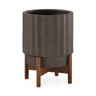 Tera Short Indoor/Outdoor Planter Set  - Chocolate Brown and Walnut