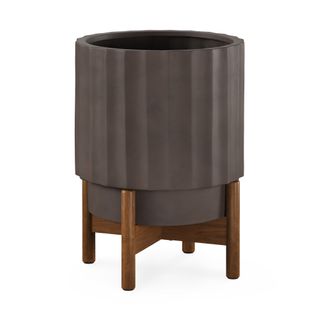 Tera Short Indoor/Outdoor Planter Set  - Chocolate Brown and Walnut