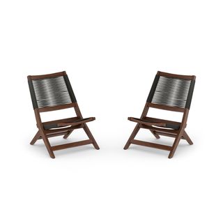 Santo 25.5" Outdoor Folding Lounge Chair Set - Charcoal