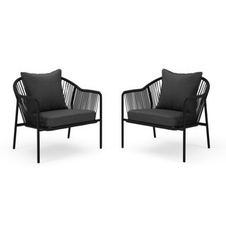 Calicut 33" Outdoor Lounge Chair Set - Coast Black