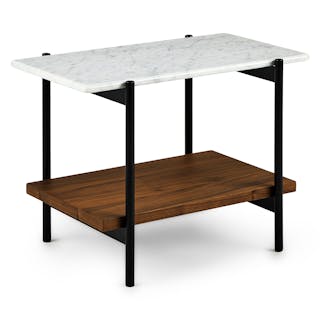 Agotu Marble Side Table - Walnut