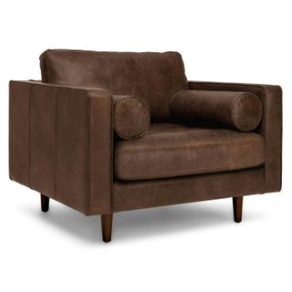 Sven 42" Tufted Leather Lounge Chair - Charme Chocolat