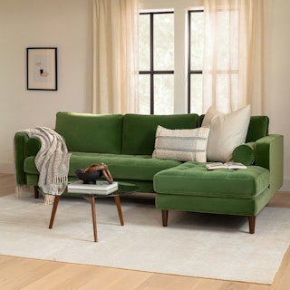 Sven 100" Tufted Velvet Right Sectional - Grass Green