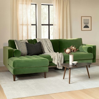 Sven 100" Tufted Velvet Left Sectional - Grass Green