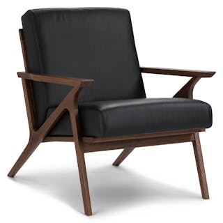 Otio 26" Leather Lounge Chair - Walnut and Black