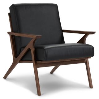 Otio 26" Leather Lounge Chair - Walnut and Black