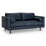 Sven 72" Tufted Leather Loveseat - Oxford Blue