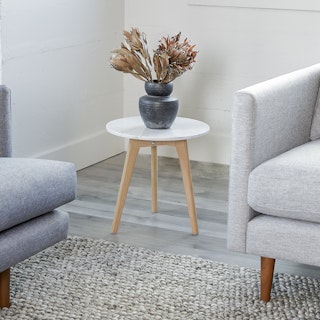 Mara Marble Side Table - Oak
