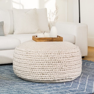 Hira 30" Pouf - Natural Ivory