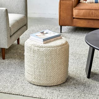 Texa 16" Pouf - Vanilla Ivory