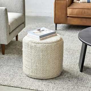 Texa 16" Pouf - Vanilla Ivory